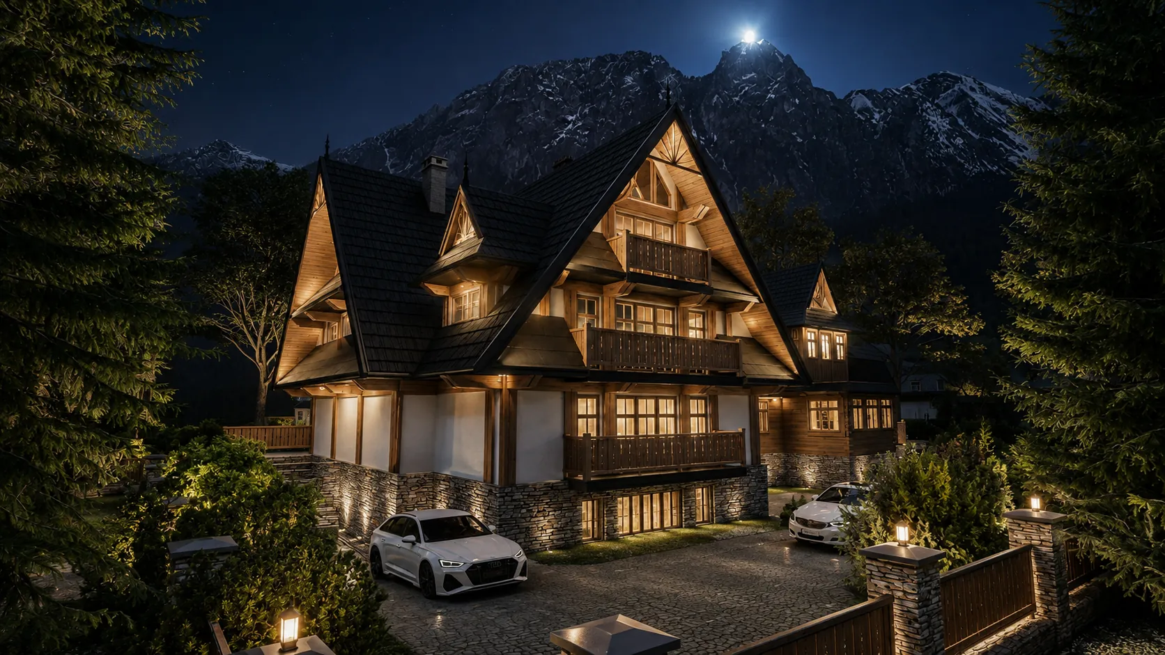 Nocna wizualizacja Villa Montana