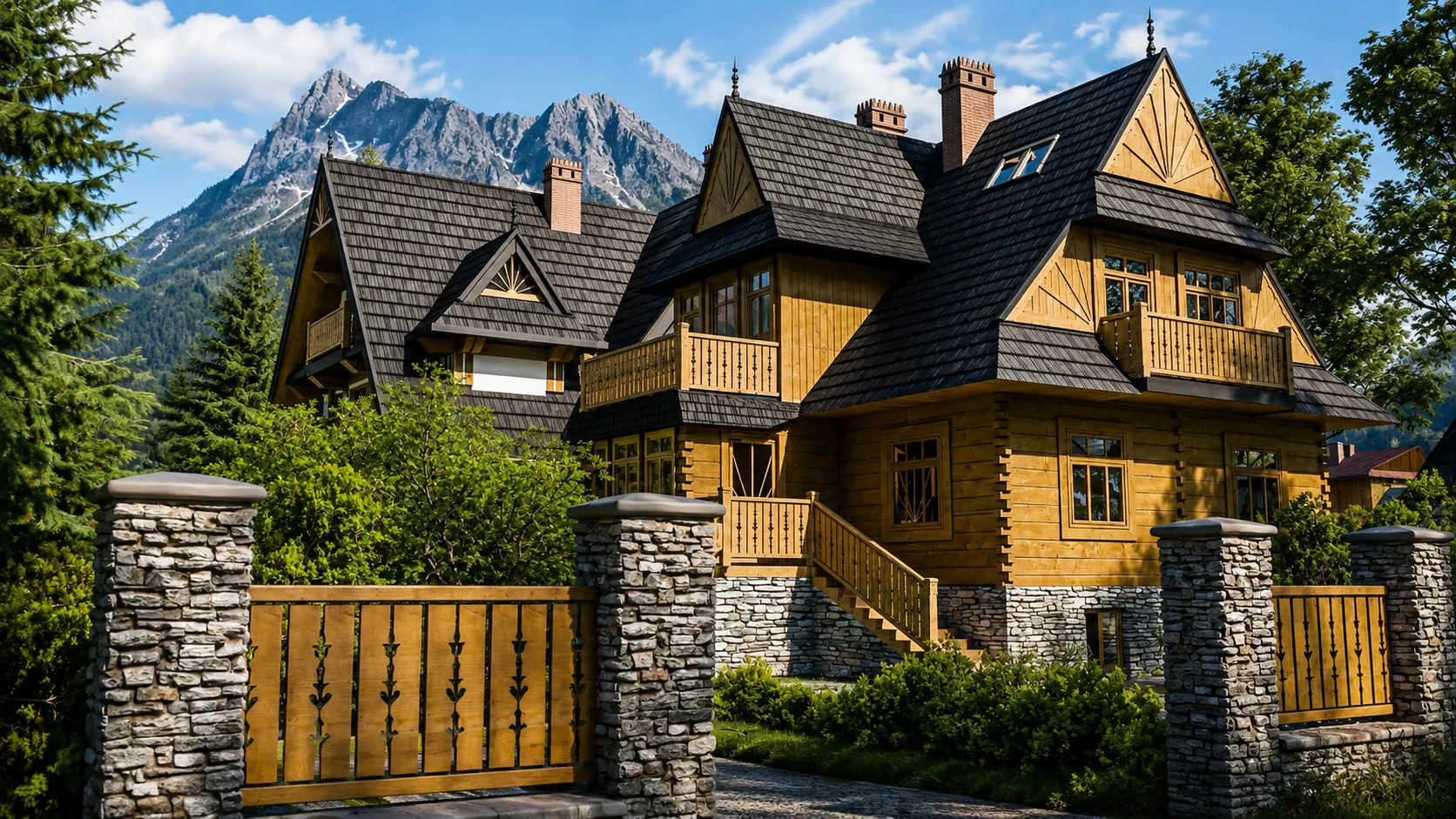 Drewniana część zabytkowej willi w projekcie Villa Montana