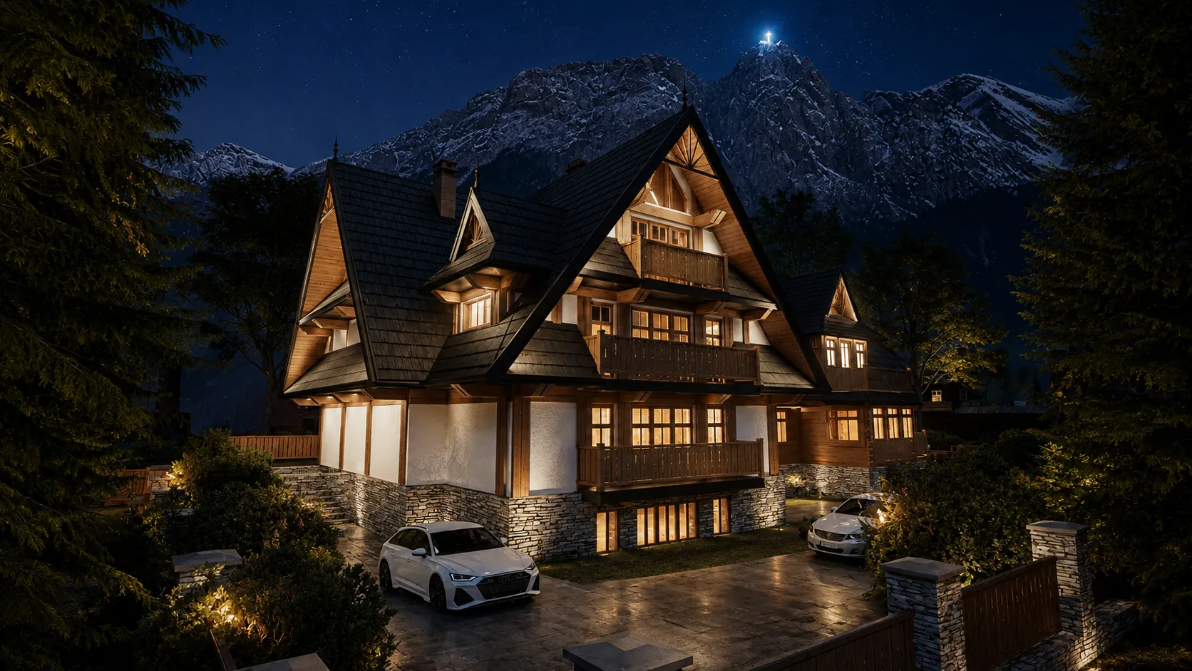 Nocna wizualizacja nowej części Villa Montana